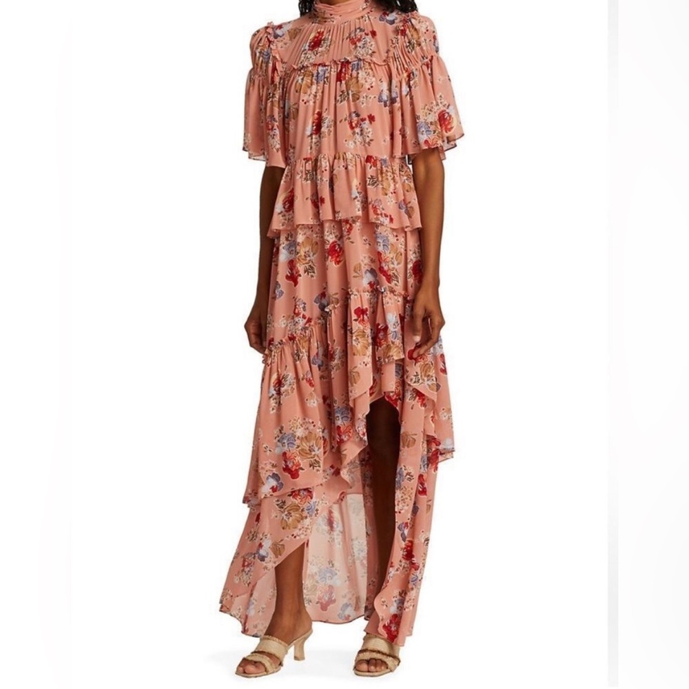 Cinq a Sept mock neck high low asymmetrical Jamie dress size 2